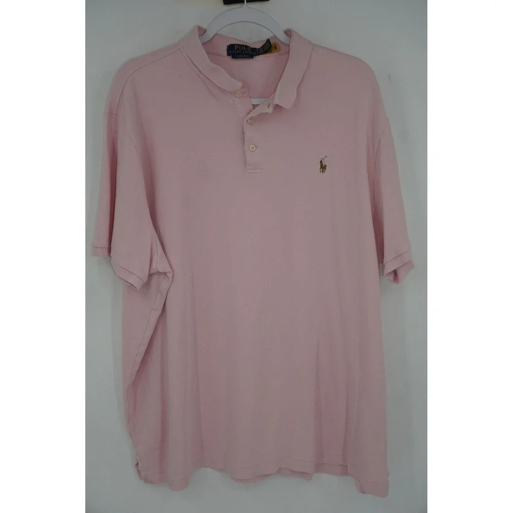 Polo Ralph Lauren Polo Shirt Mens‎ 2XL Pink Classic Fit Cotton Casual Knit